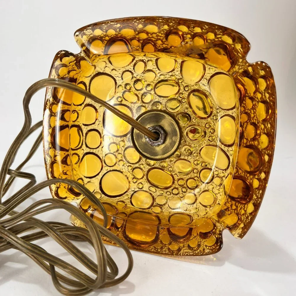 Vtg Joe St Clair Accent Lamp Bubbles Clear White Red Paperweight Signed Joe